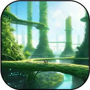 Scene photo illustrating a forest city in the sky
